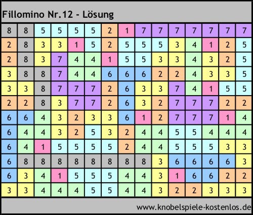 Lsung Knobelspiel Fillomino