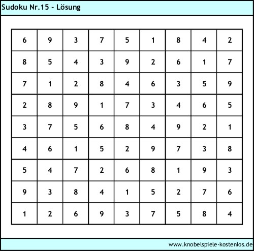 Lösung Knobelspiel Sudoku