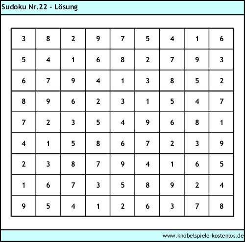 L�sung Knobelspiel Sudoku