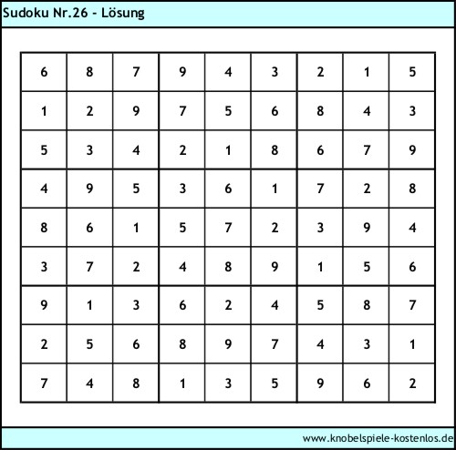 L�sung Knobelspiel Sudoku