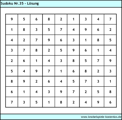Lösung Knobelspiel Sudoku