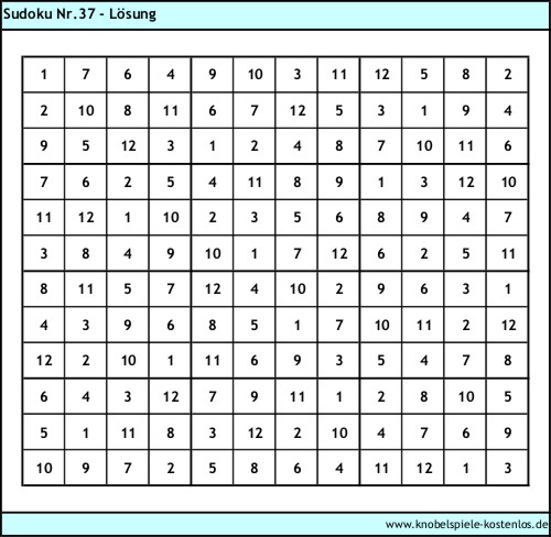 Lösung Knobelspiel Sudoku