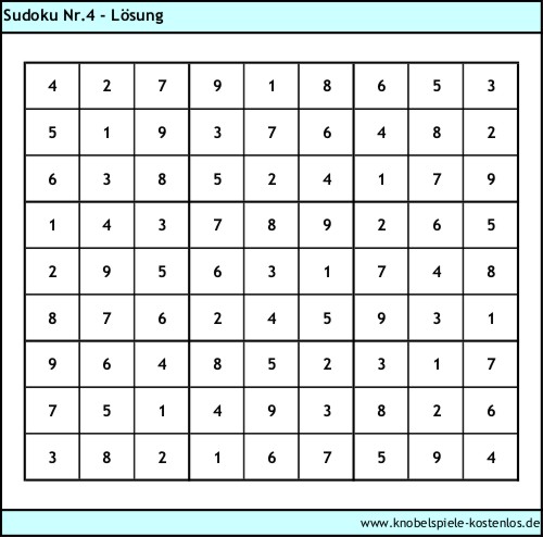 Lsung Knobelspiel Sudoku