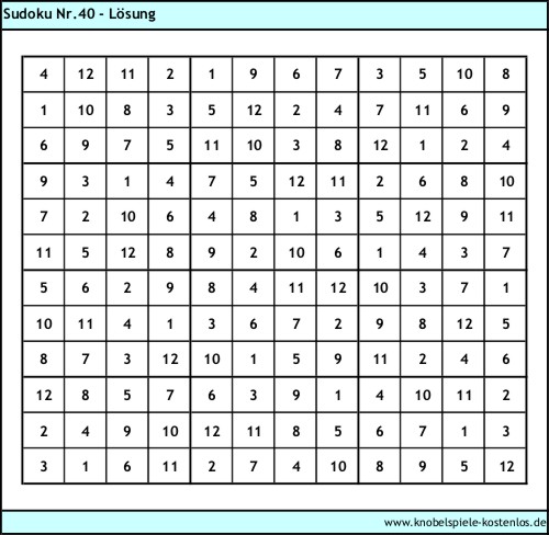 Lösung Knobelspiel Sudoku