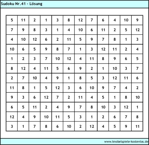 Lösung Knobelspiel Sudoku