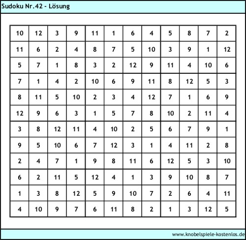 Lösung Knobelspiel Sudoku