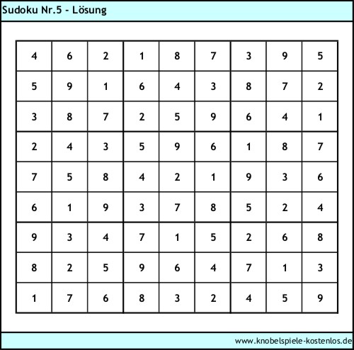 Lsung Knobelspiel Sudoku