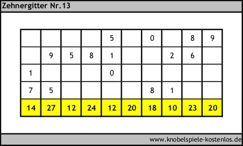 Zehnergitter kostenlos