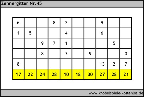 Zehnergitter kostenlos